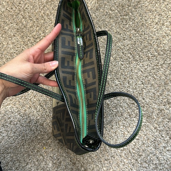 Fendi Tobacco Zucca Coated Canvas Fortune Print Roll Shopper Tote - Picture 6 of 7